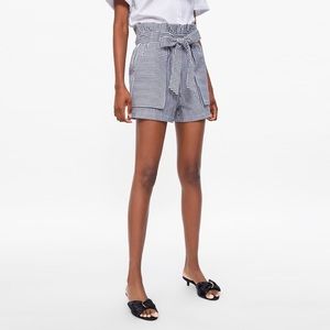Zara Striped Paperbag Shorts
